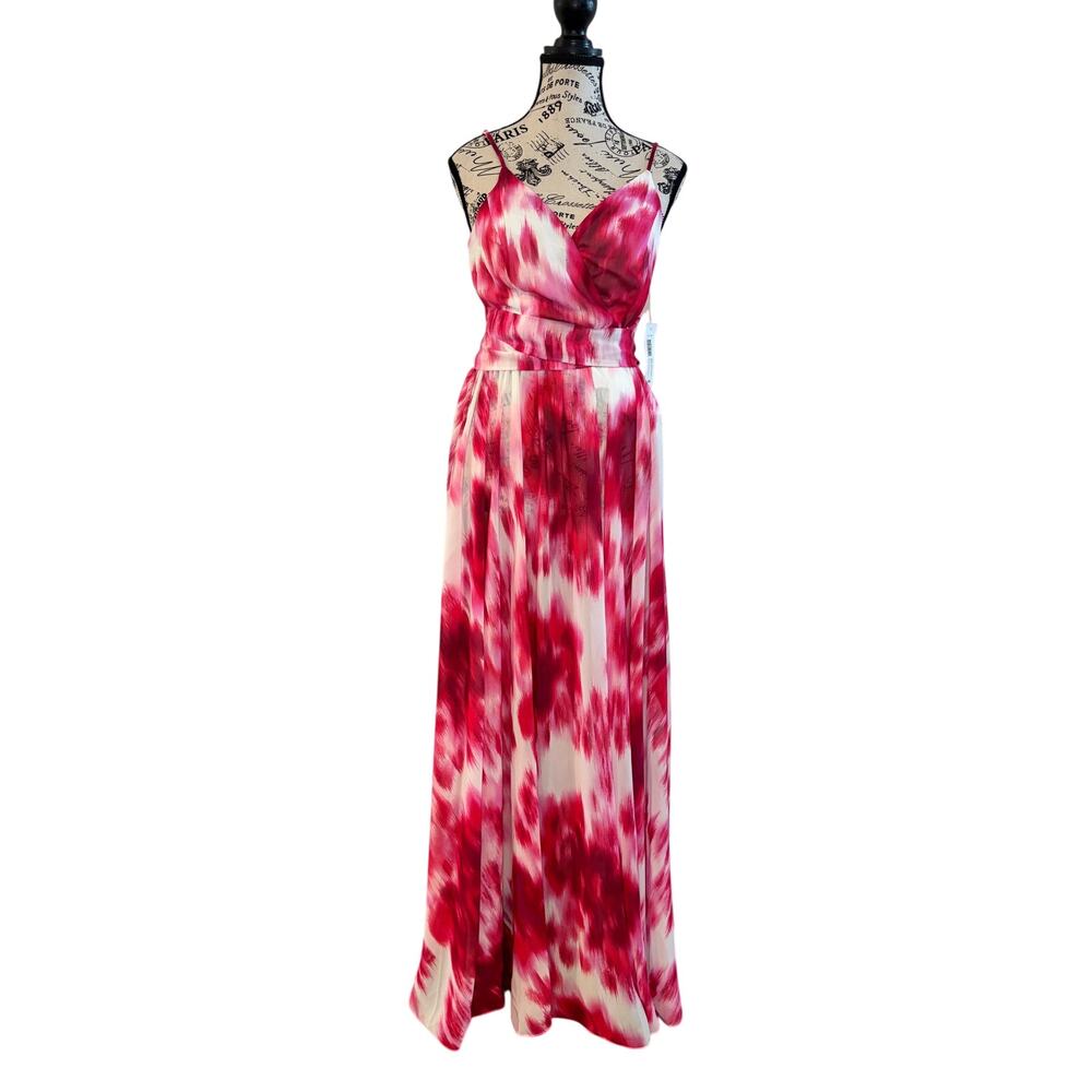 Open Back Pink/White Full Length Formal/Summer Vacation Dress Women’s size 4